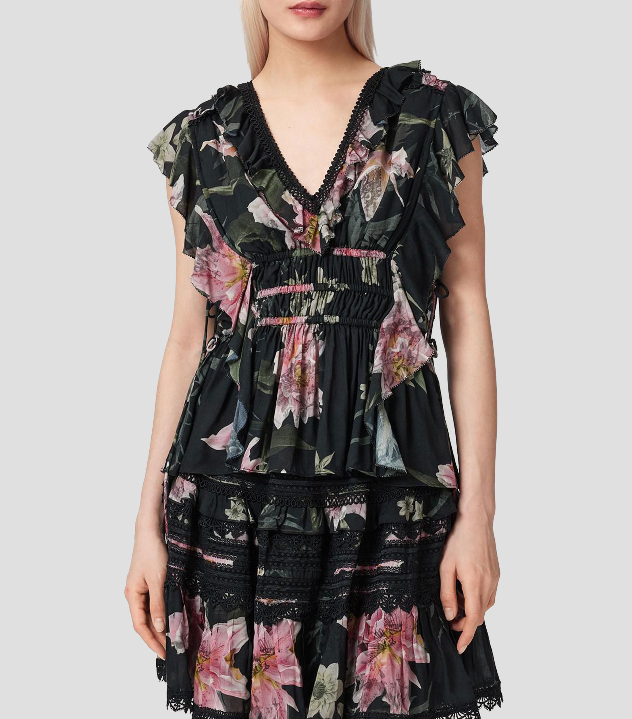 Blusa estampada sin mangas Mujer